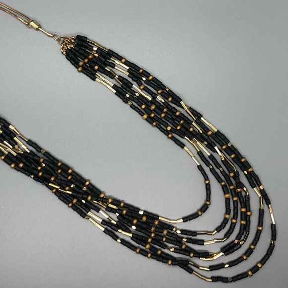 LOFT Black Wood and Gold Necklace - Picture 2 of 6